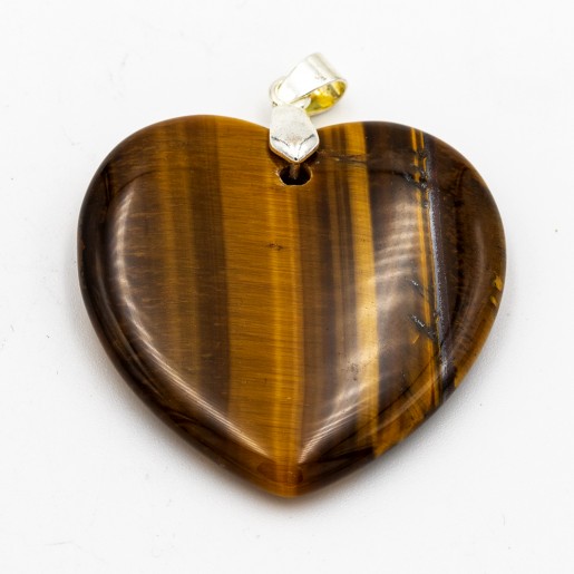 Pendentif œil de tigre en forme de cœur
